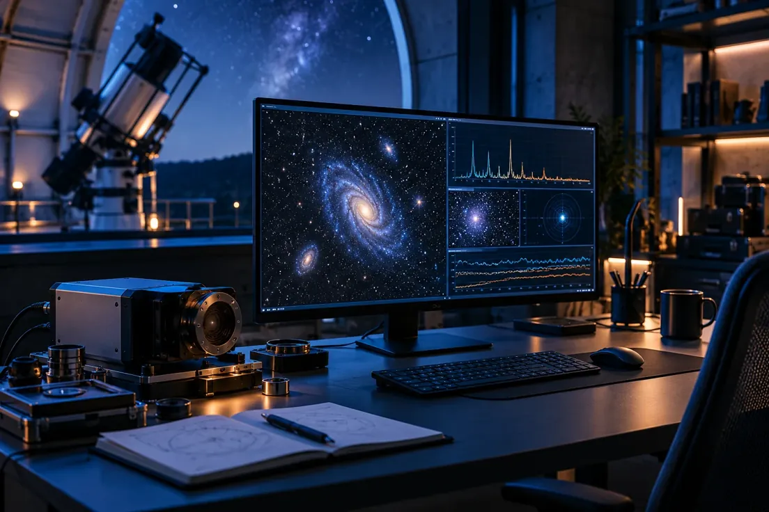 Astronomik veri toplama ve analiz yazılımı — yapay zekâ konsept görseli